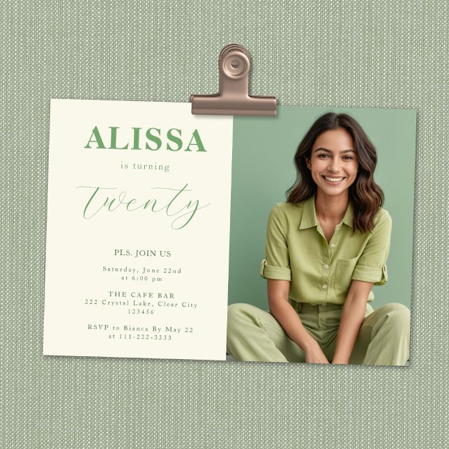 Convites Festa de aniversário 20 minimalista moderna (Criador carregado)