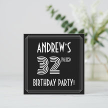 festa de aniversário 32: Estilo de Deco da Arte co