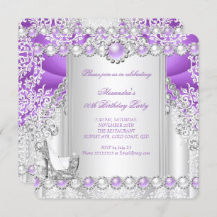 Convites Festa de aniversário 3 de Pérolas Roxas de Altos C
