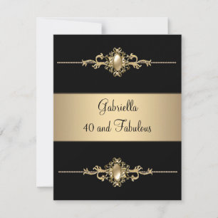 Convites Festa de Aniversário 40 & Fabuloso com Café Preto