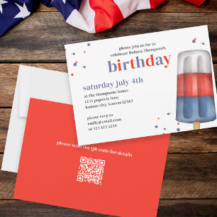 Convites Festa de aniversário 4 de julho Personalizado