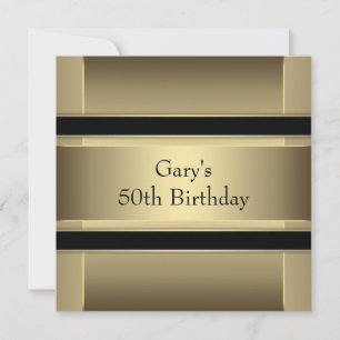 Convites Festa de aniversário 50ª Dourada preta