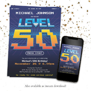 Convites Festa de aniversário 50ª engraçada dos anos 80