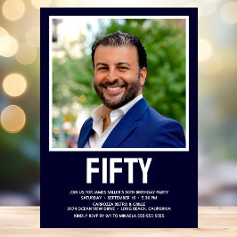 Convites Festa de aniversário 50ª Foto 50ª Moderna FIFTY