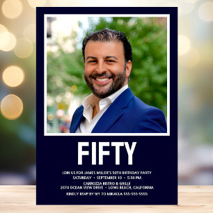 Convites Festa de aniversário 50ª Foto 50ª Moderna FIFTY