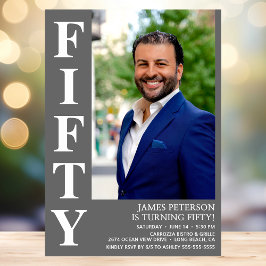 Convites Festa de aniversário 50ª Foto 50ª Moderna FIFTY