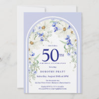 Festa de aniversário 50 - Arco Floral Branco Azul