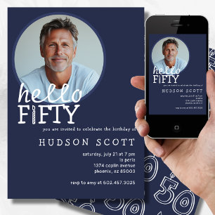 Convites festa de aniversário 50th Hello 50 Photo Marinho B