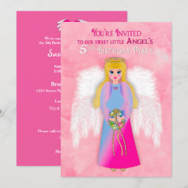 Convites Festa de aniversário 5 de Nosso Pequeno Anjo Rosa