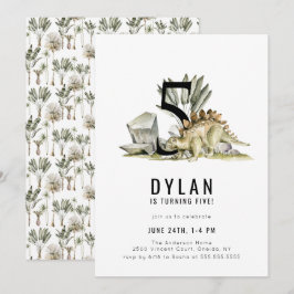 Convites Festa de aniversário 5 do Tema do Dinossauro