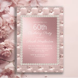 Convites Festa de aniversário 60ª branca rosada elegante<br><div class="desc">Elegante e chique,  embebida em metal decorativo rosa e branco 60º convite de aniversário para mulheres.</div>