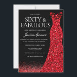 Convites Festa de aniversário 60ª com brilho vermelho de ve<br><div class="desc">Red Dress Red Glitter Gown 60º Convite de aniversário - Sessenta e fantásticas Variações para o convite e itens correspondentes na nossa loja</div>