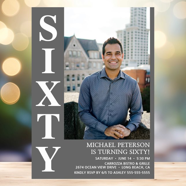 Convites Festa de aniversário 60ª Foto do SEXTY Moderno (Criador carregado)