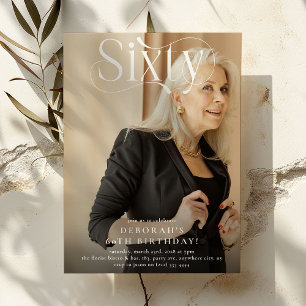 Convites Festa de aniversário 60ª Foto Elegante SEXTY
