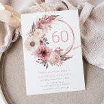 Convites Festa de aniversário 60ª Frente de Lâmpada Boêmia<br><div class="desc">Bohemian Blush Wreath 60th Convite de aniversário Veja nossa coleção para muitos mais convites e itens correspondentes Também disponíveis como um convite para download digital.</div>