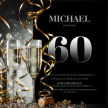 Festa de aniversário 60ª Mínima Preta e Prata