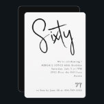 Convites Festa de aniversário 60ª preto e branco simples<br><div class="desc">60º convite de festas de aniversário. Preto e Branco. Simples. Apenas texto. Arredondado.</div>