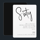 Convites Festa de aniversário 60ª preto e branco simples<br><div class="desc">60º convite de festas de aniversário. Preto e Branco. Simples. Apenas texto. Arredondado.</div>