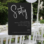 Convites Festa de aniversário 60ª preto simples<br><div class="desc">60º convite de festas de aniversário. Texto preto e branco. Simples. Apenas texto. Arredondado.</div>