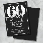 Convites Festa de aniversário 60º preto moderno<br><div class="desc">Introduzindo um simples e moderno convite de aniversário 60º, perfeito para celebrar esse marco no estilo. O elegante design apresenta um fundo preto em negrito com um "60" proeminente no topo. Abaixo, "Sessenta" é escrito elegantemente na caligrafia de script, acrescentando um toque de sofisticação. O texto em todo o convite...</div>