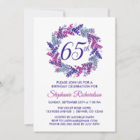 Festa de aniversário 65ª Excursão Roxa Elegante