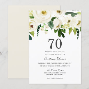 Convites Festa de aniversário 70 de Flores de Champanhe Br