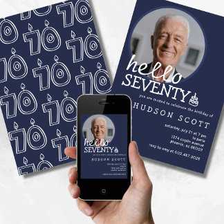 Convites Festa de aniversário 70 Mens Fotografia Setenta Ma