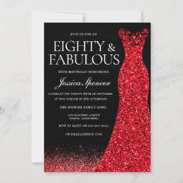 Convites Festa de aniversário 80 de palhaço vermelho vermel