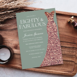 Convites Festa de aniversário 80 do suporte do rosa Dourado