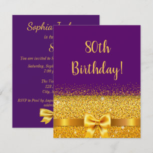 Convites festa de aniversário 80 no brilho do arco de ouro 