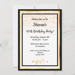 Convites festa de aniversário 80 preto branco e azul