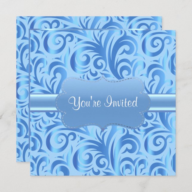 Convites festa de aniversário 85 | Azul, Prata e Verdadeiro (Frente/Verso)