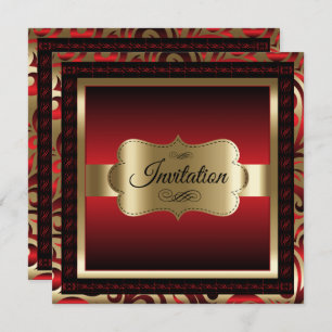 Convites Festa de aniversário 85  Vermelho Metálico e Doura