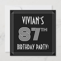 festa de aniversário 87: Estilo de Deco de Arte co