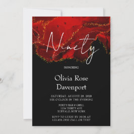 Convites Festa de aniversário 90 de Tinta de Álcool Vermelh
