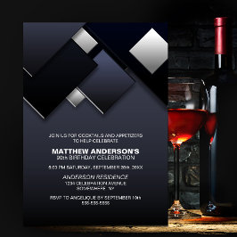 Convites Festa de aniversário 90 preto cinza