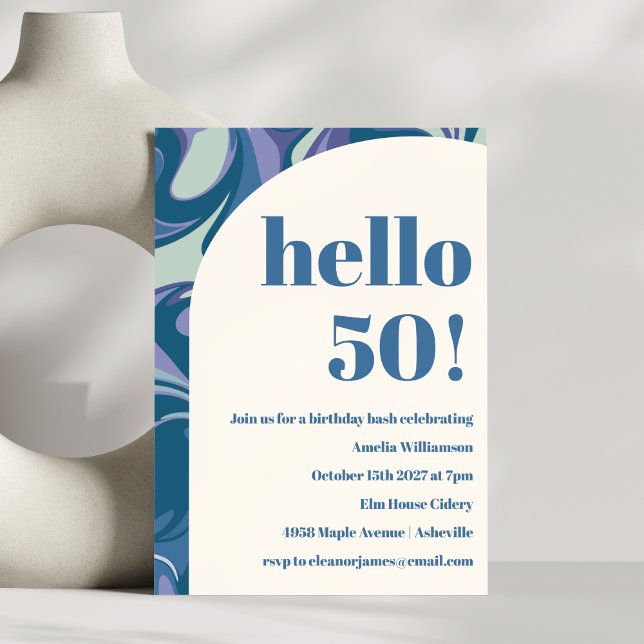 Convites Festa de aniversário abstrato azul Na moda do espi (Criador carregado)