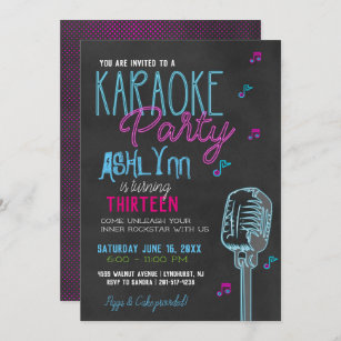 Convites Festa de aniversário adolescente/Teen Karaoke