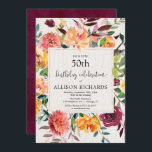 Convites Festa de aniversário adulta floral da queda do<br><div class="desc">Para uma personalização mais avançada deste design,  selecione simplesmente "personalizam-no" botão acima!</div>