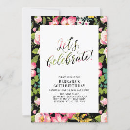 Convites Festa de Aniversário Adulto com Estampa Floral Tro