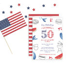 Convites Festa de aniversário All-American CHURRASCO Grill<br><div class="desc">Estrelas e Stripes 50º design de convite de aniversário para uma festa de biscoito ou piquenique amigável no exterior</div>