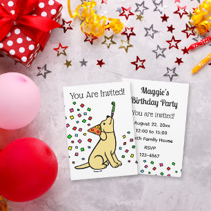 Convites Festa de aniversário Amarela Labrador Confetti