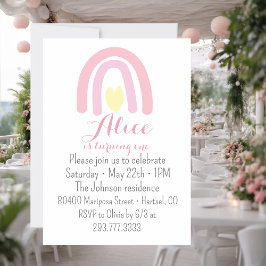 Convites Festa de aniversário amarelo-rosa-arco-íris