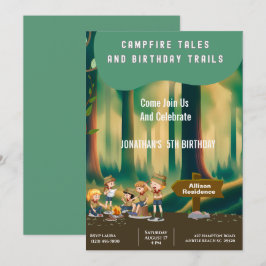 Convites Festa de aniversário ao ar livre de Bonfire Woodla
