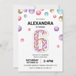 Convites Festa de aniversário Arco-Íris 6, Garota-Balão Ros
