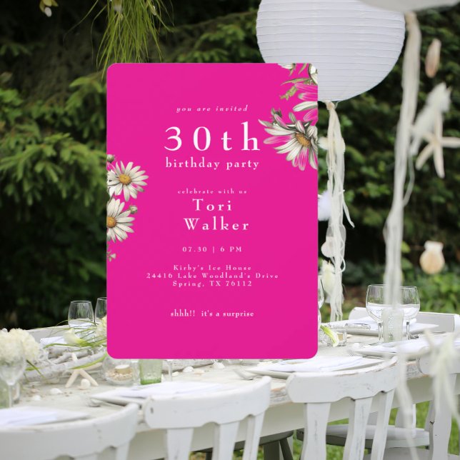 Convites Festa de aniversário Arredondada Rosa Quente (Criador carregado)