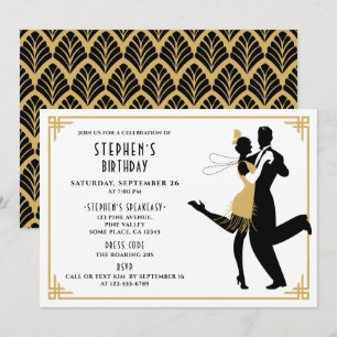 Convites Festa de Aniversário Art Déco/Gatsby/1920 Roaring