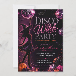 Convites Festa de Aniversário Assustadora da Bruxa Disco
