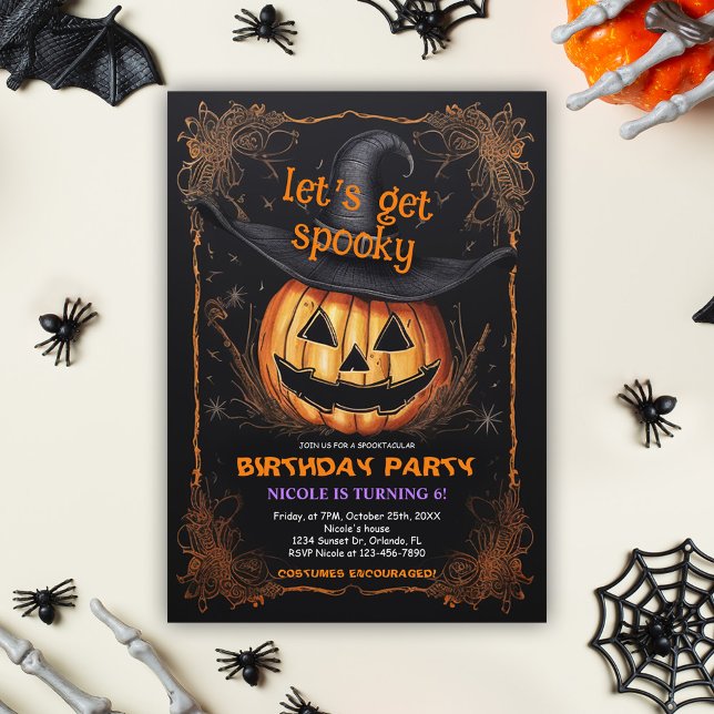 Convites Festa de aniversário assustadora Halloween (Spooky Birthday Party Halloween Invitation)