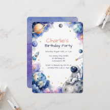 Festa de Aniversário Astronauta Aquarela no Espaço